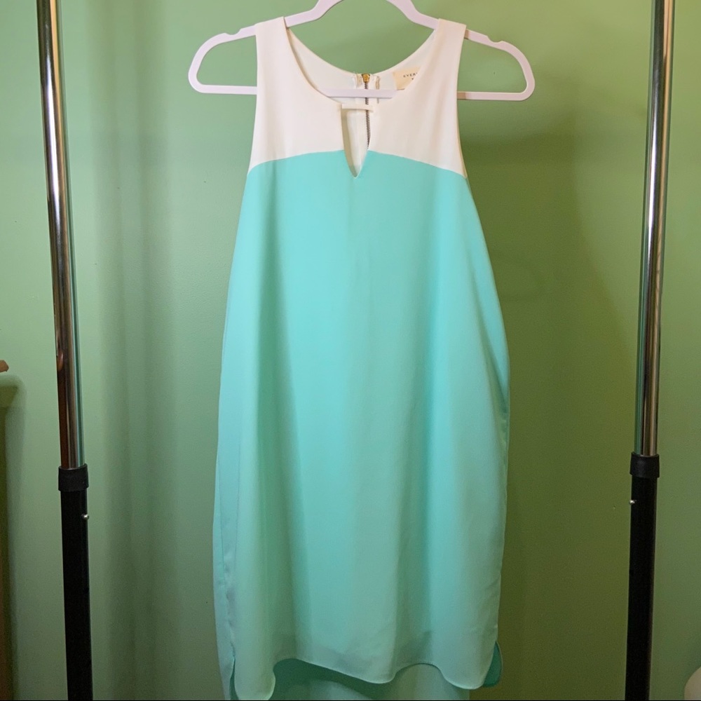 Anthropologie Everly mint white sleeveless dress